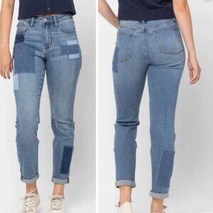 Judy Blue Light Blue Boyfriend Fit High Waist Patchwork Jeans Women's Size 3/26